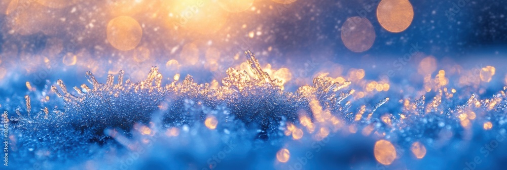 Poster frost crystals sparkle as sunlight filters through the winter air, creating a serene atmosphere on t