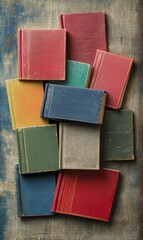 Fototapeta premium Antique books piled on textured surface.