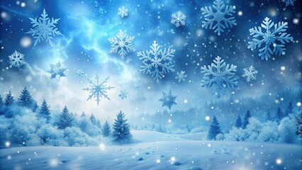 Winter Wonderland: Blue Snowflakes Falling Against a Soft Background - Perfect for Christmas and Holiday Themes