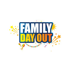 Isolated vector illustration logo of Picnic, Day-out, Family Day, Fun Logo, Vacation Event, Travel Day Logo, Happy joy fun together love creative concept theme mnemonic typography lettering 