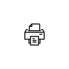An icon representing a printer, showing a document being printed. A symbol depicting a printer device, illustrating the process of printing a document. Editable icon.