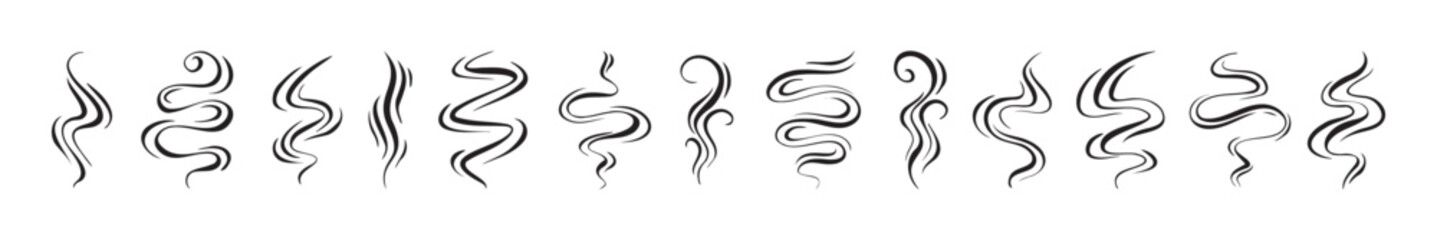 Obraz premium Smoke, aroma lines icon. Doodle Wavy Smoke lines symbol sketch style hand drawn