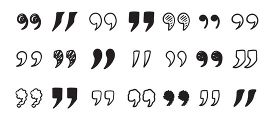 Quotation mark doodle hand drawn set. Quotation marks drawing for quotes template © Yanka