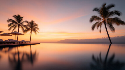 Obraz premium Tropical Sunset at Luxury Infinity Pool