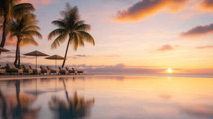 Tropical Sunset at Luxury Infinity Pool

