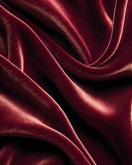 Obraz premium A rich, deep red satin fabric softly drapes in elegant folds, exuding luxury and warmth, perfect for fashion, décor, or artistic backgrounds.