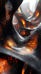 Abstract Design Featuring Fluid Shapes and Luminous Textures in Motion