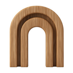 Fototapeta premium 3D wooden double arch featuring textured layers, suitable for architectural visualizations and modern digital modeling projects. Isolated on transparent background, png.