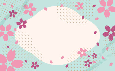 桜とドット模様のフレーム