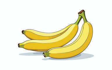 Bunch of Ripe Yellow Bananas Isolated on White Background