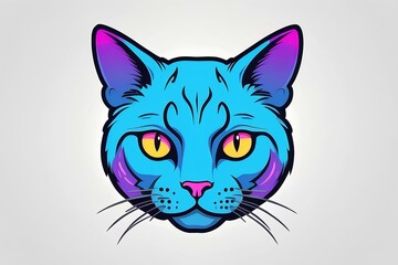 Obraz premium Blue Cat Face Illustration 