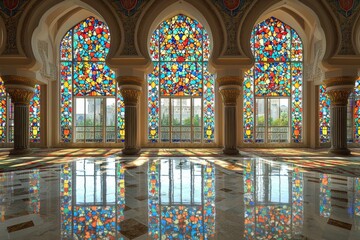 Obraz premium Beautiful mosque as a place of worship for Muslims created with Generative AI