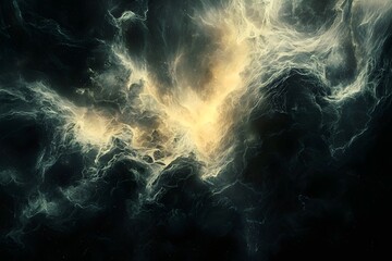 A mesmerizing cosmic display of swirling golden and dark hues, evoking a sense of mystery and wonder in the depths of the universe.