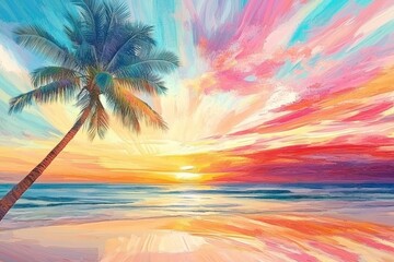 palm trees on the beach,generated ai