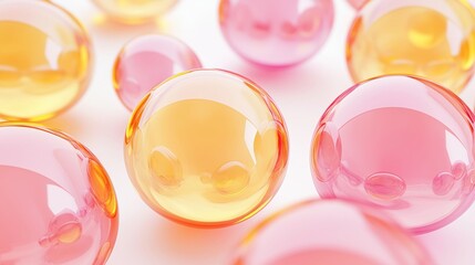 An Artistic Display of Colorful Translucent Bubbles on White Surface