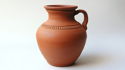Terracotta Pitcher with Handle   Rustic Pottery Decor