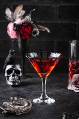 Spooky red Halloween monster cocktail