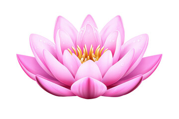 Beautiful pink lotus flower with delicate petals and vibrant yellow center, isolated on white background. isolated on transparent background.