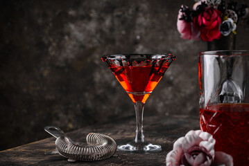 Spooky red Halloween monster cocktail