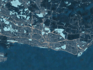 Painterly Style City Map of Southend-on-Sea, the United Kingdom in a Blue Color Scheme.