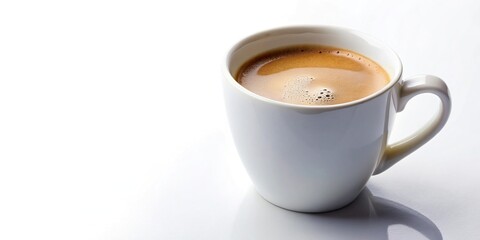 A mug of strong coffee on a white background