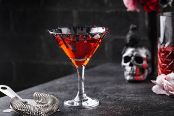Spooky red Halloween monster cocktail