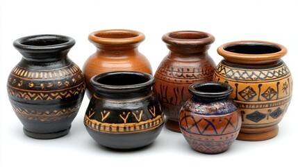 Hand Painted Ceramic Pots  Ornamental Design  Home Decor  Traditional Craft  Rustic Style