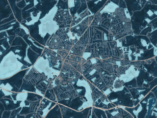 Painterly Style City Map of St Albans, the United Kingdom in a Blue Color Scheme.