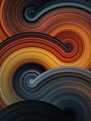 Vibrant Swirling Abstract Art with Warm Tones and Dynamic Curved Patterns in a Fluid Design