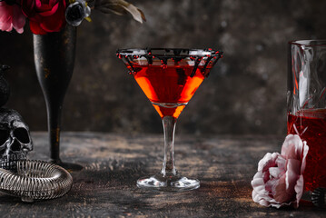 Spooky red Halloween monster cocktail