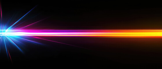 Fototapeta premium Multicolored Light Burst Streaking Across Dark Canvas.