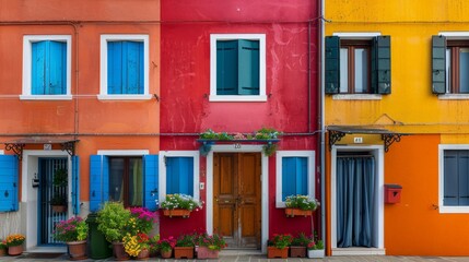 Fototapeta premium Colorful House Facades on Burano Island, Venice