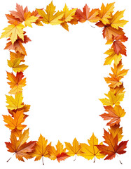 Fototapeta premium Autumn Leaves Forming a Decorative Frame with Vivid Colors