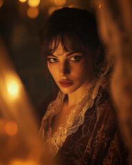 Vintage Vampire Lady Portrait in Candlelight