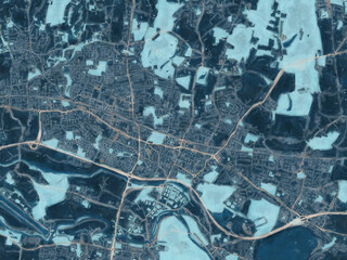 Painterly Style City Map of Slough, the United Kingdom in a Blue Color Scheme.