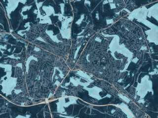 Painterly Style City Map of High Wycombe, the United Kingdom in a Blue Color Scheme.