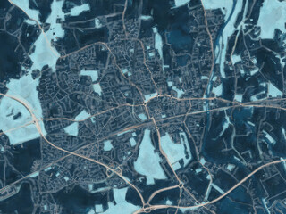 Painterly Style City Map of Maidenhead, the United Kingdom in a Blue Color Scheme.