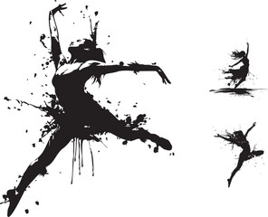Ink Splatter Dance: A Silhouette of Movement and Grace