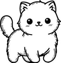 Black Line Art Style Small Pet Cat Cutie Hand Drawn Illustration