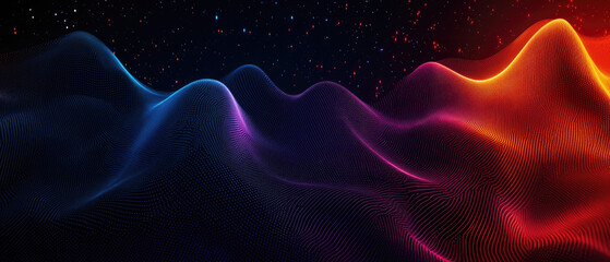Fototapeta premium Colorful Waveforms With Cosmic Background Elements