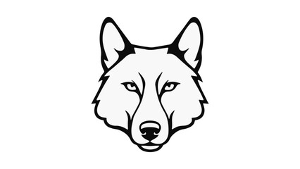 simple wild dog vector illustration, dog head vector outline simple illustration