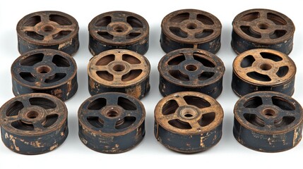 Fototapeta premium Vintage Audio Reels Collection Retro Sound Recording Antique Film Reels