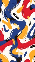 Obraz premium Vibrant Abstract Squiggle Pattern in Primary Colors Energetic Digital