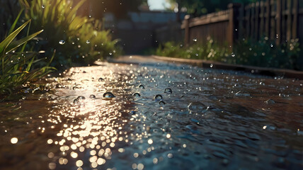 Fototapeta premium Water drops, background, water drops on leaves, water drops on sand, water drops on the ground, water drops on ice, water drops on snow, pattern 34