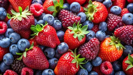 Obraz premium Assorted fresh berries on a tilted angle