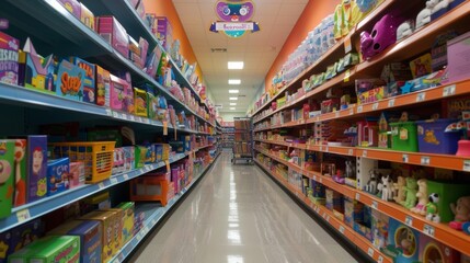 Naklejka premium Colorful Toy Aisle in Children's Store