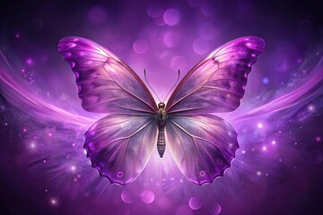Asymmetrical ethereal wing abstract butterfly in luxurious purple