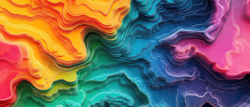 Colorful Abstract Gradient Waves In Digital Fluid Design
