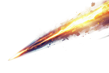 Bright Comet with Luminous Tail Glowing in the Dark Space