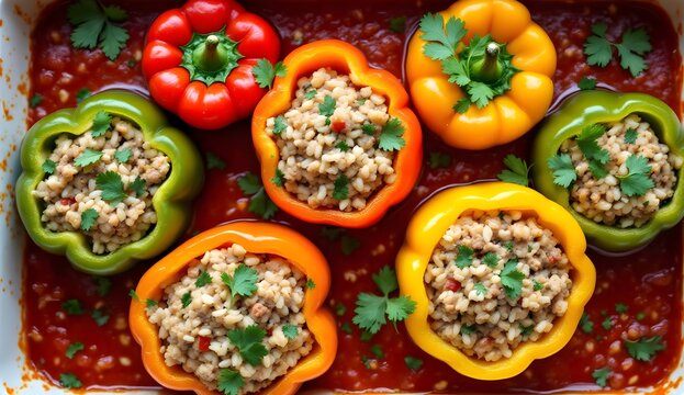 Farshyrovanyi Perets &ndash; Stuffed Peppers with Rice and Meat Filling (Ukrainian Cuisine)